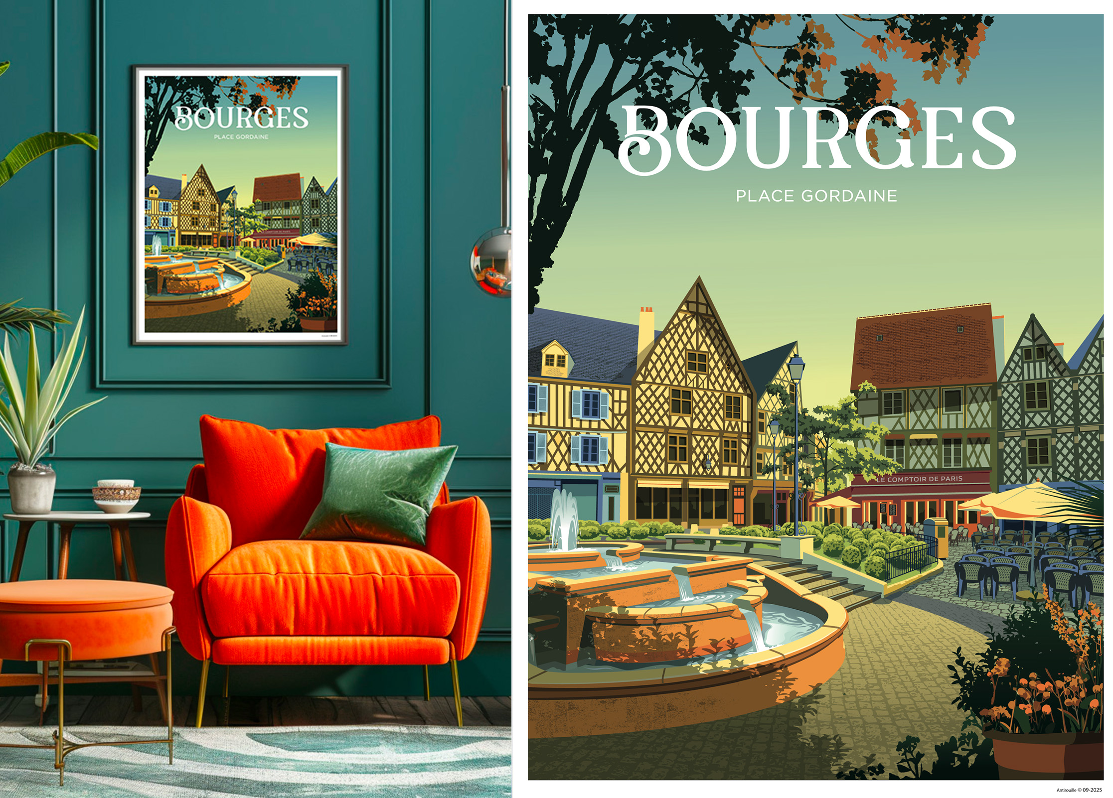 Affiche Bourges - Place Gordaine – Image 2