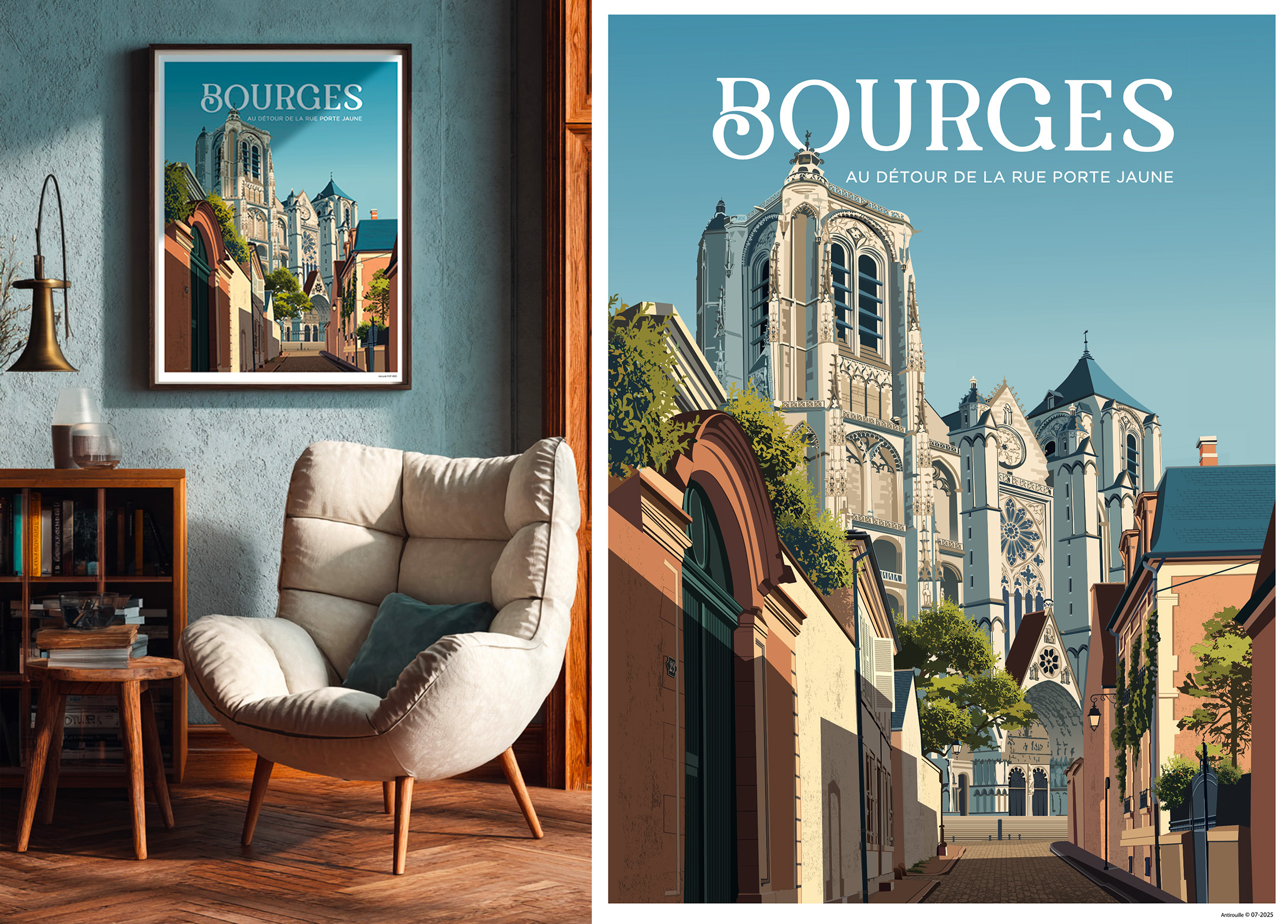 Affiche Bourges - la rue Porte Jaune – Image 3