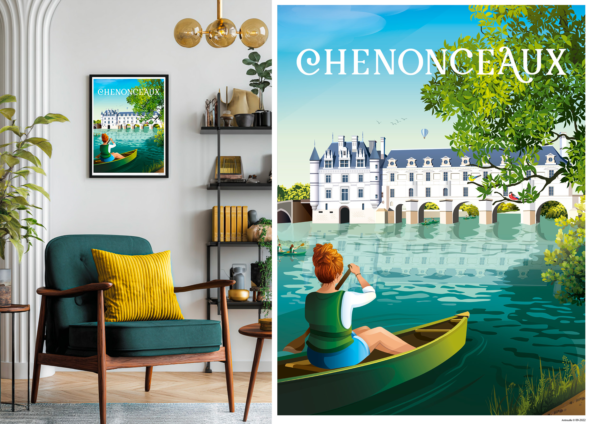 Affiche Chenonceaux Le canoë – Image 2