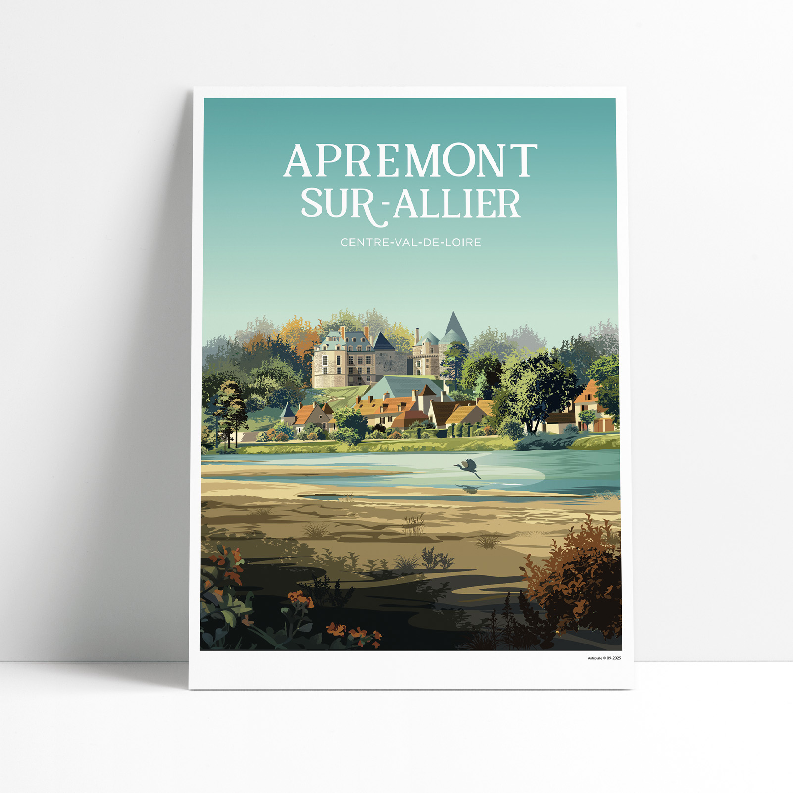 Affiche illustrée d'Apremont-sur-Allier et son château