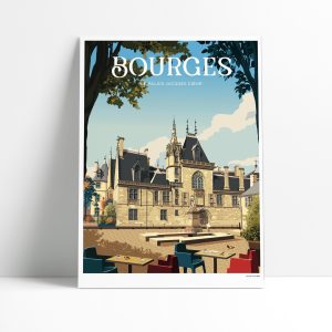 Affiche illustrée du Palais Jacques Cœur à Bourges