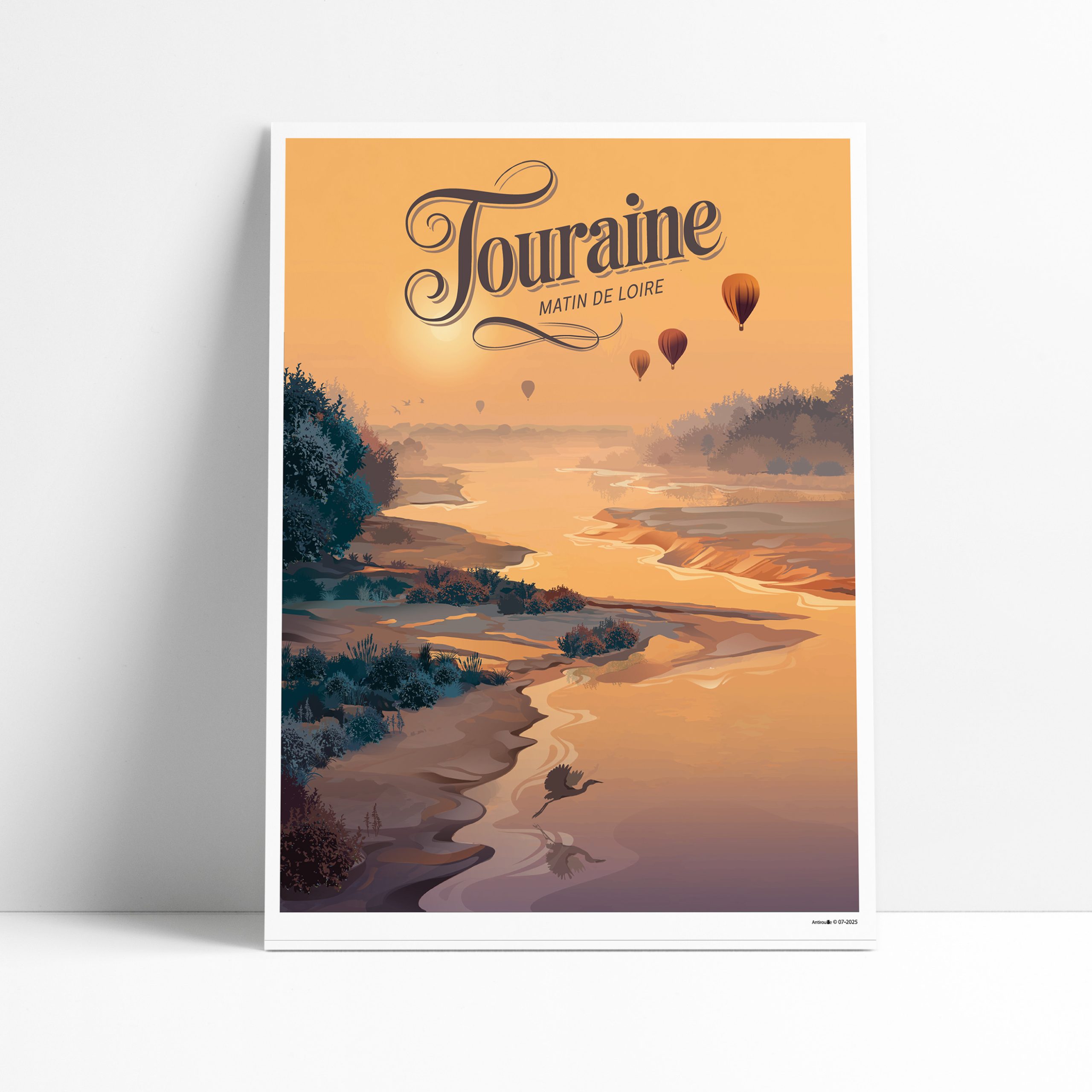 Affiche Matin de Loire montgolfières, lever de soleil sur la Loire