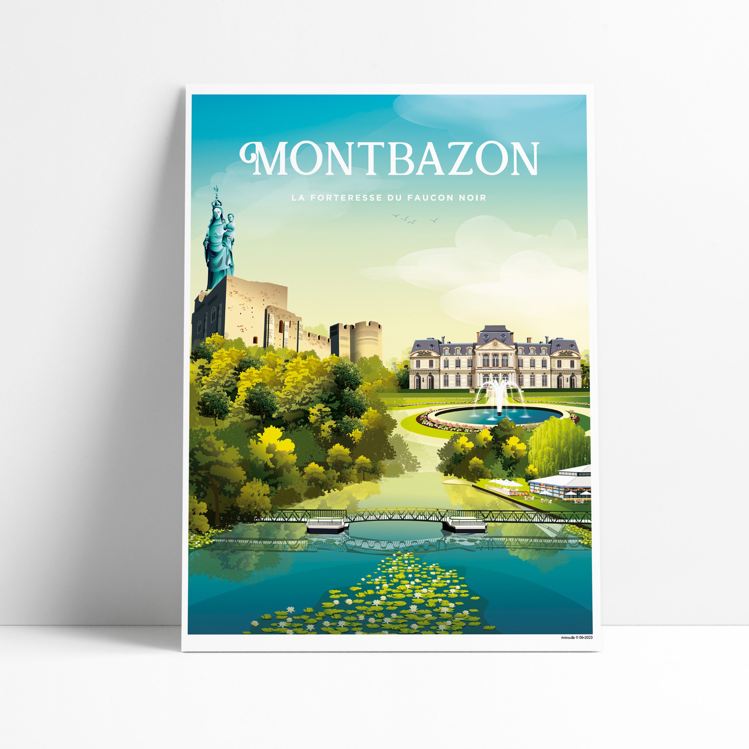 Affiche illustrée de Montbazon et sa forteresse médiévale