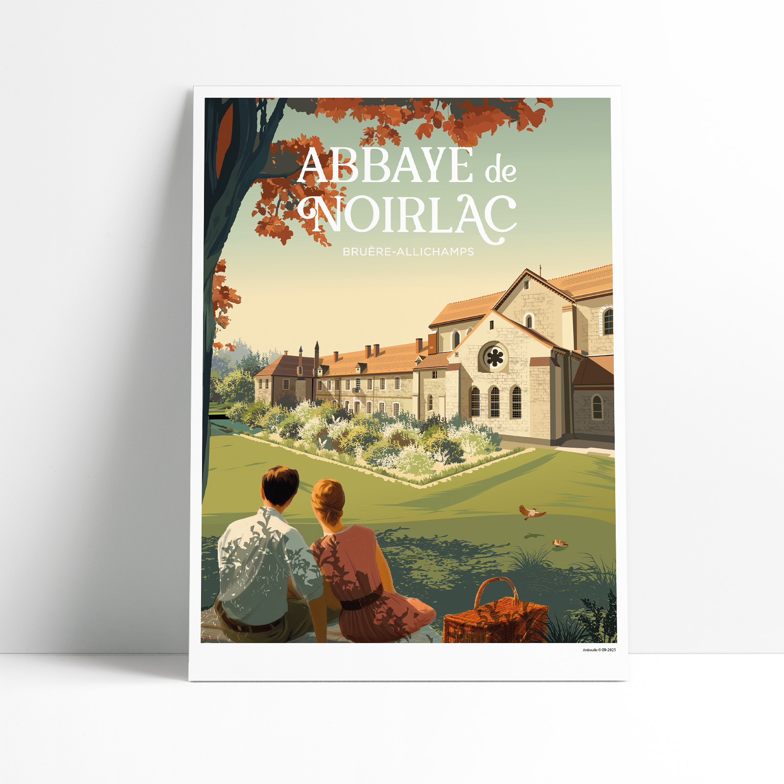 Affiche illustrée de l'Abbaye de Noirlac dans le Berry