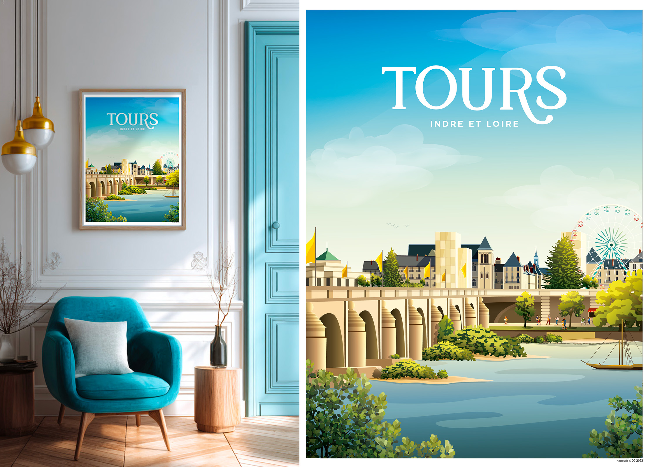 Affiche Tours - Vue de Loire – Image 2
