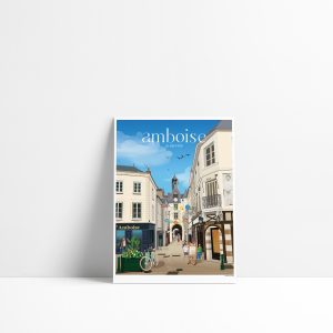 Carte postale illustrée du Beffroi d'Amboise