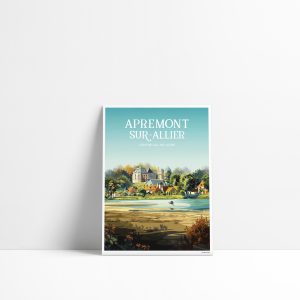 Carte postale illustrée d'Apremont-sur-Allier et son château