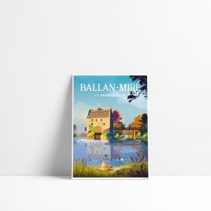 Carte postale illustrée du Grand Moulin de Ballan-Miré
