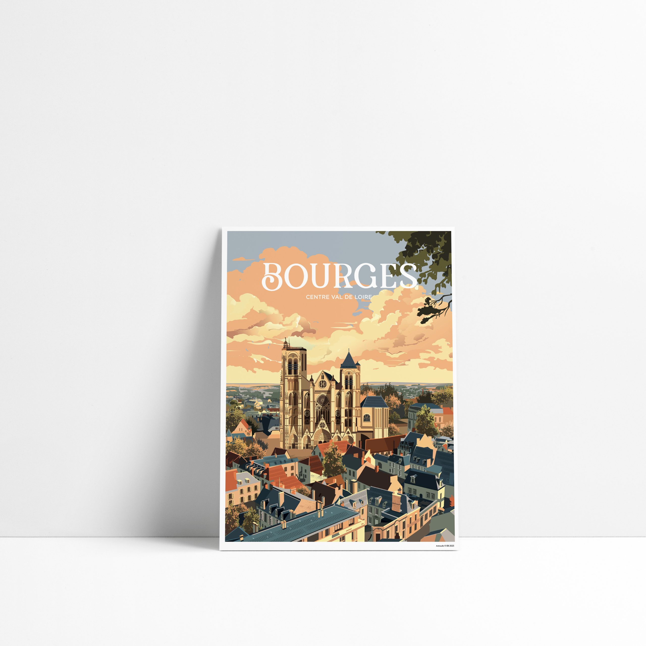 Carte postale panorama de Bourges avec la Cathédrale Saint-Étienne