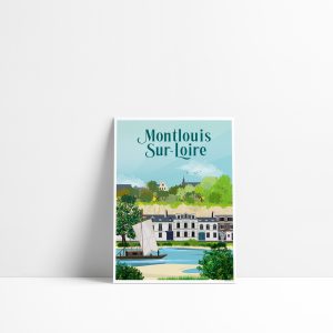 Carte postale illustrée de Montlouis-sur-Loire avec ses gabarres sur la Loire