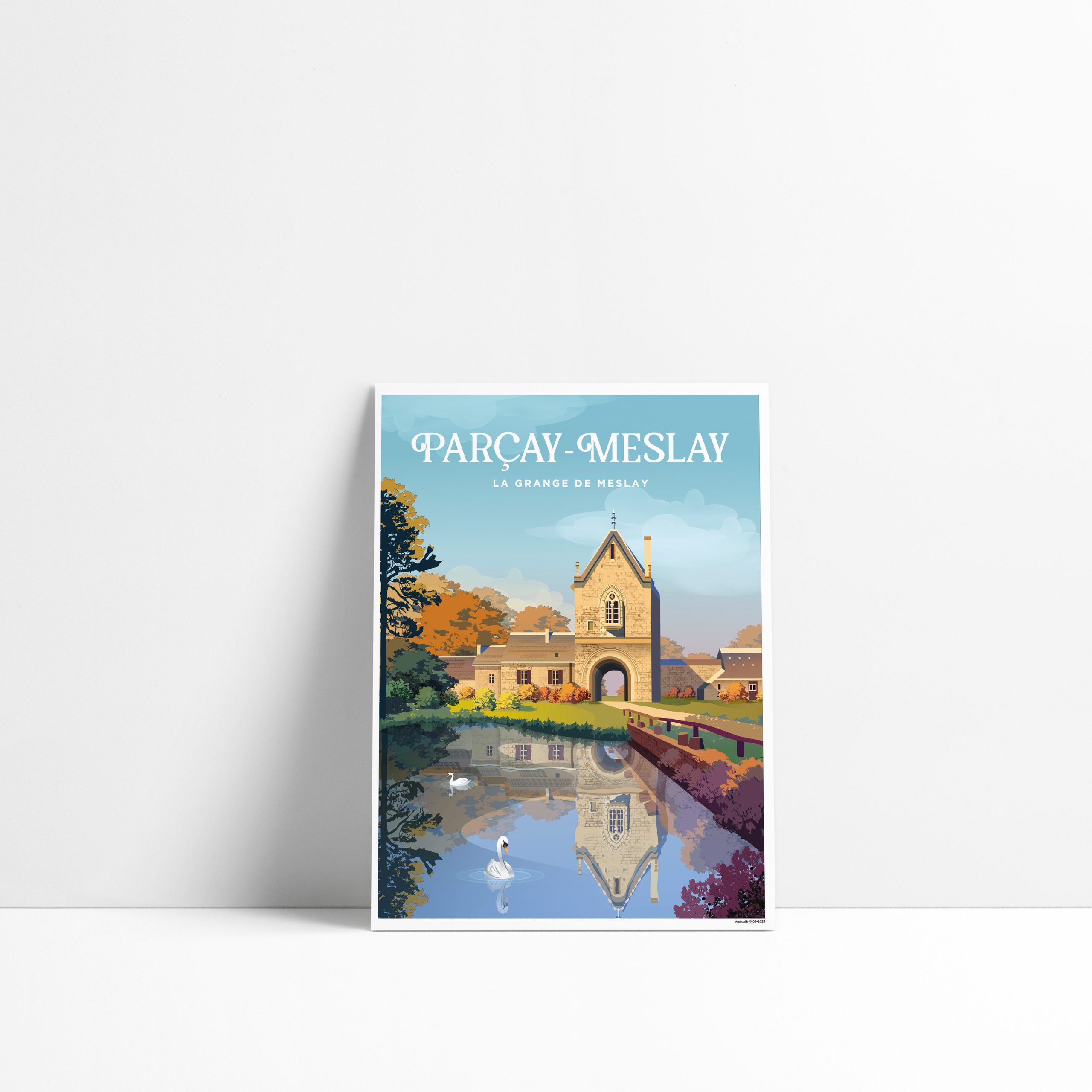 Carte postale illustrée de Parçay-Meslay avec la Grange de Meslay