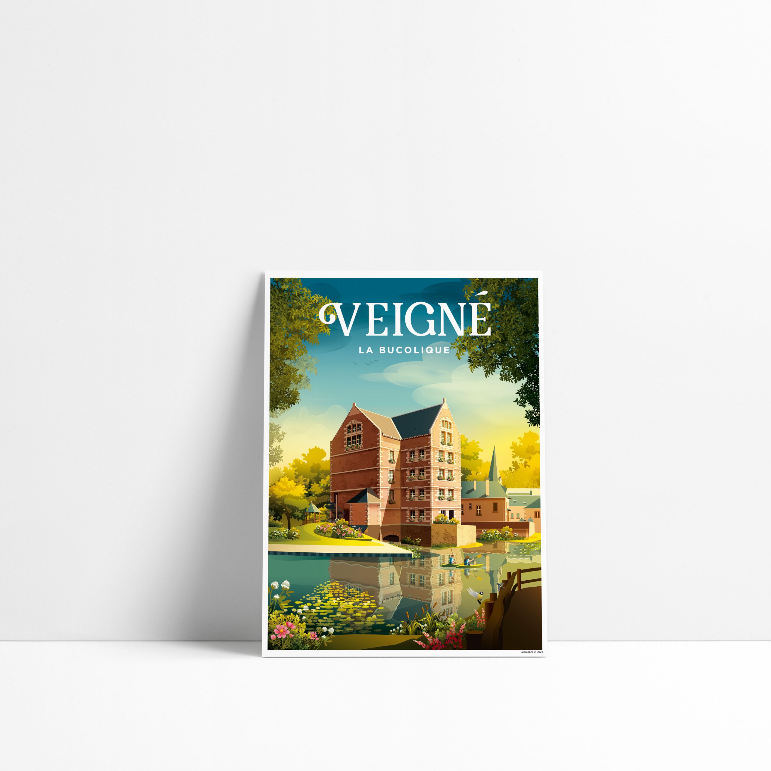 Carte postale de Veigné représentant le Grand Moulin au bord de l'Indre