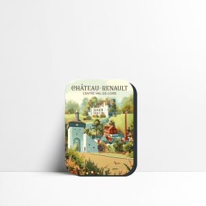 Magnet de Château-Renault représentant le donjon médiéval et l'hôtel de ville, illustration vectorielle