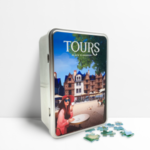 Puzzle de 1000 pièces représentant la Place Plumereau à Tours et ses maisons à colombages