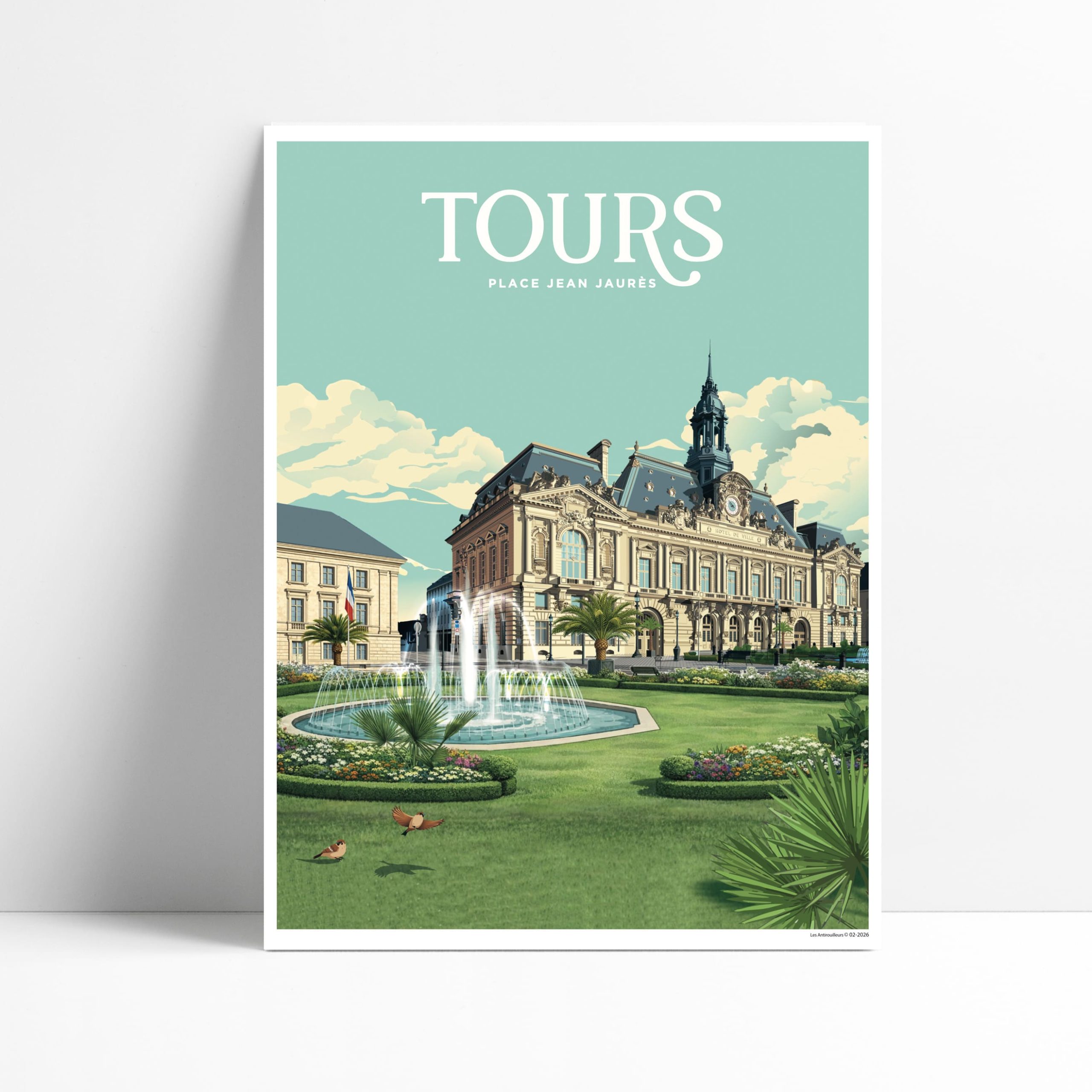Affiche Tours Place Jean Jaurès, Hôtel de Ville