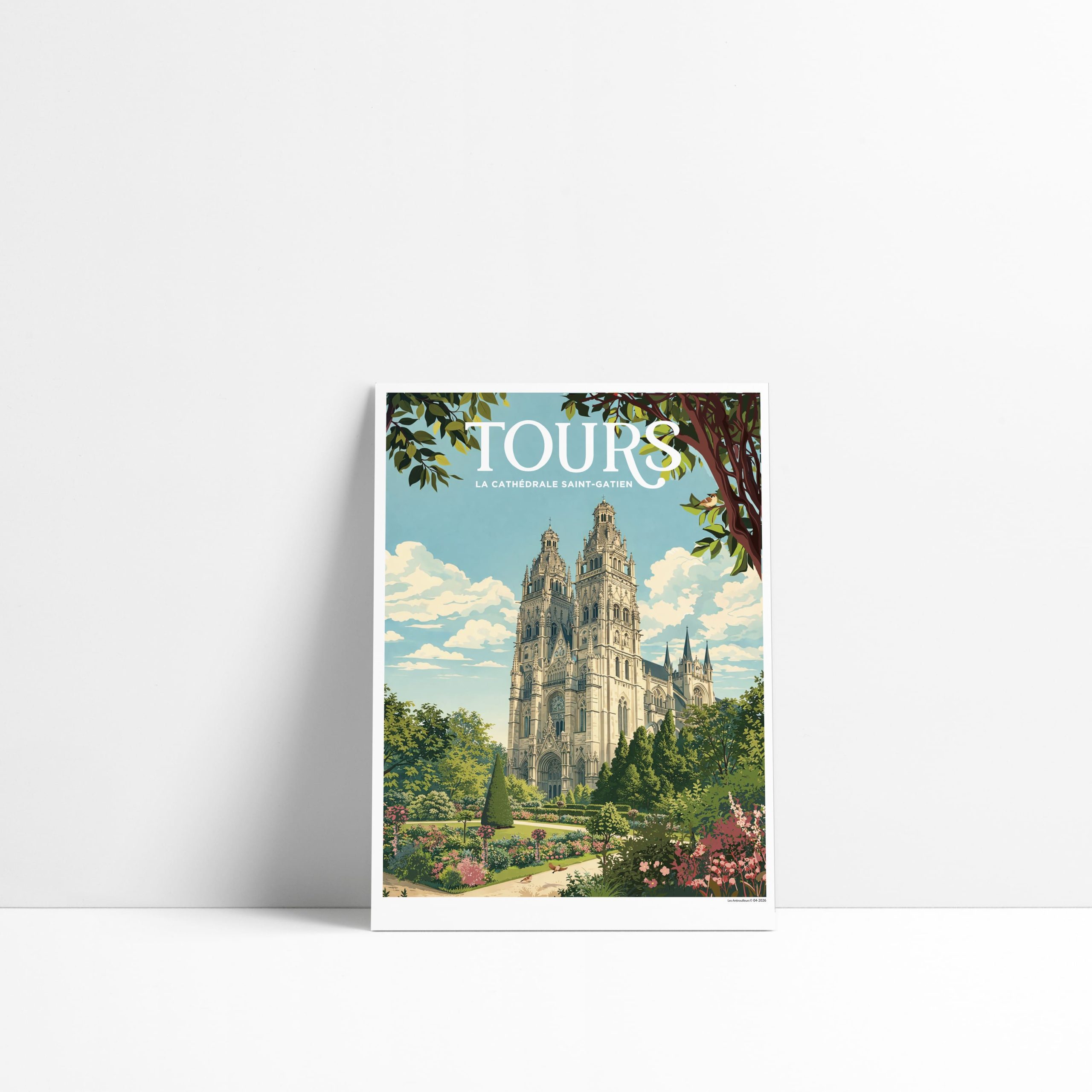 Carte postale Tours la Cathédrale Saint-Gatien, jardins et verdure