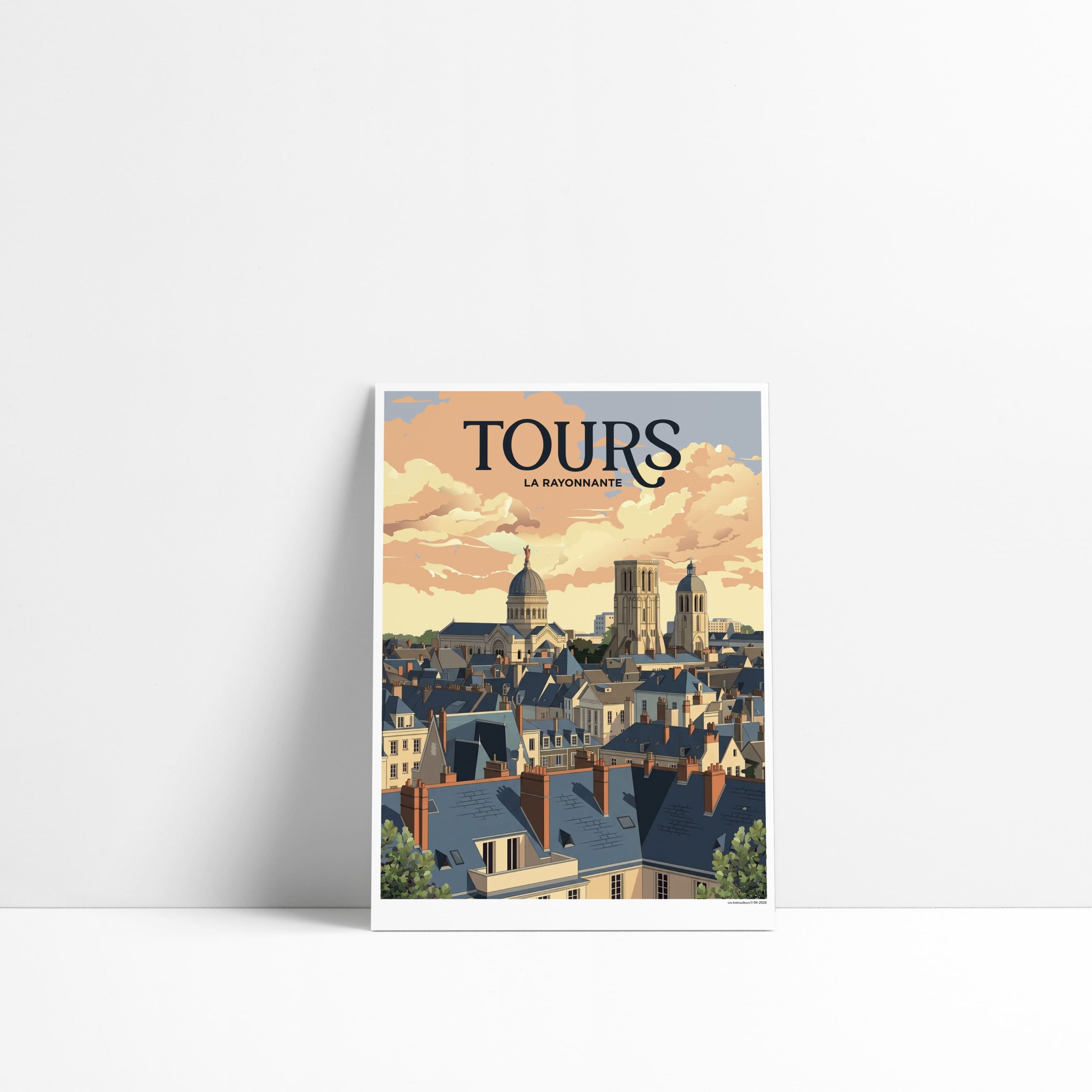 Carte postale Tours La Rayonnante, toits d'ardoise et cathédrale Saint-Gatien
