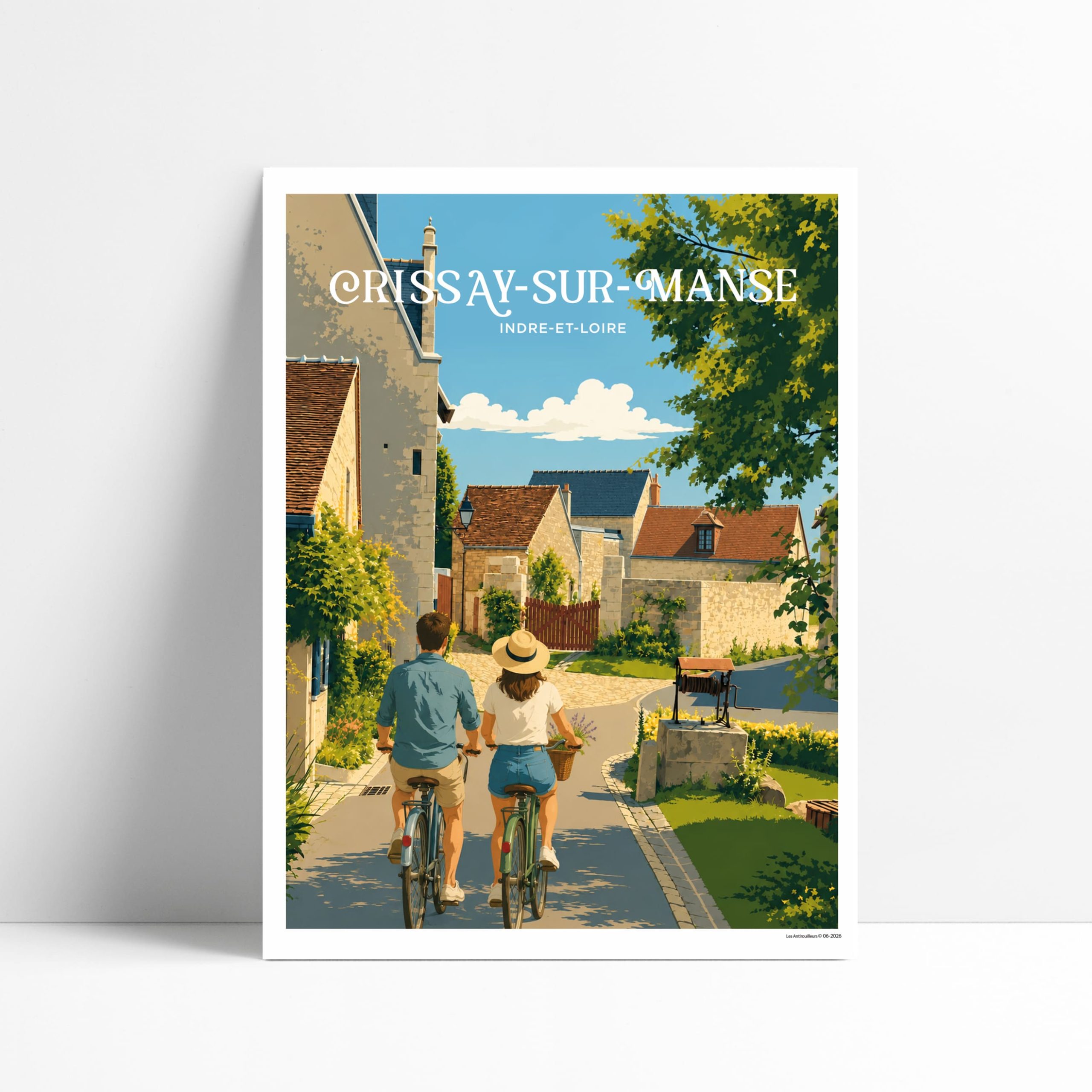 Affiche illustrée de Crissay-sur-Manse, plus beau village de France en Indre-et-Loire