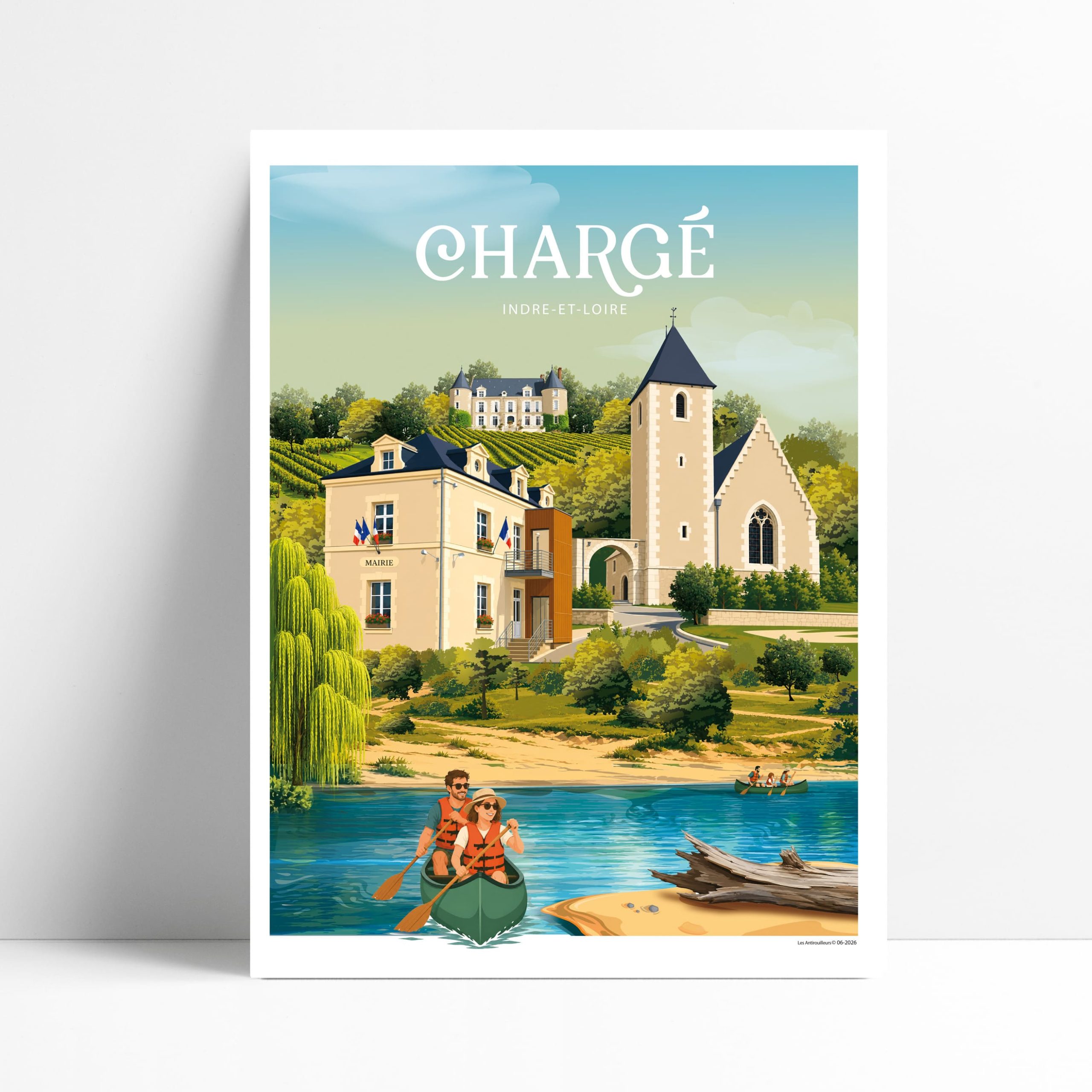 Affiche illustrée de Chargé, château de Pray et bords de Loire
