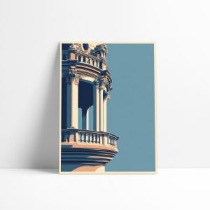 Affiche architecture Le Belvédère, loggia à colonnes