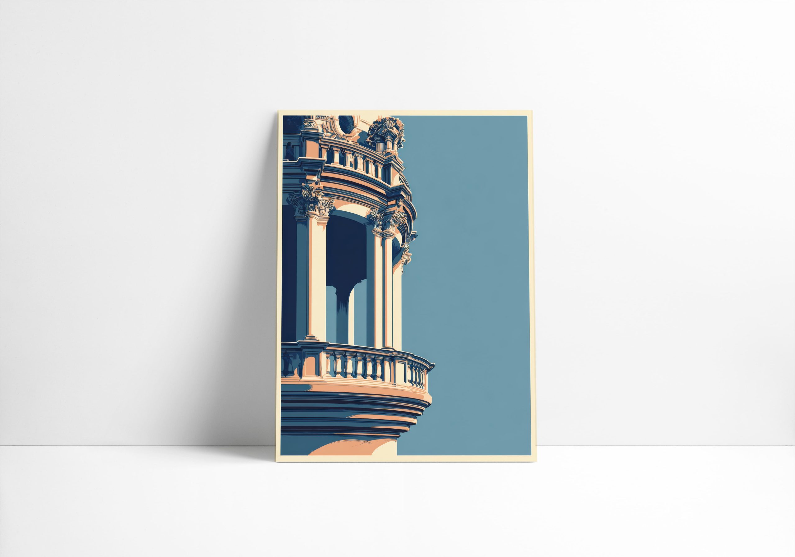 Affiche architecture Le Belvédère, loggia à colonnes