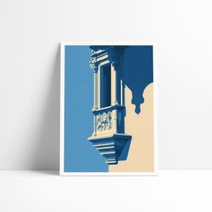 Affiche architecture Le Balcon, balustrade sculptée sur console