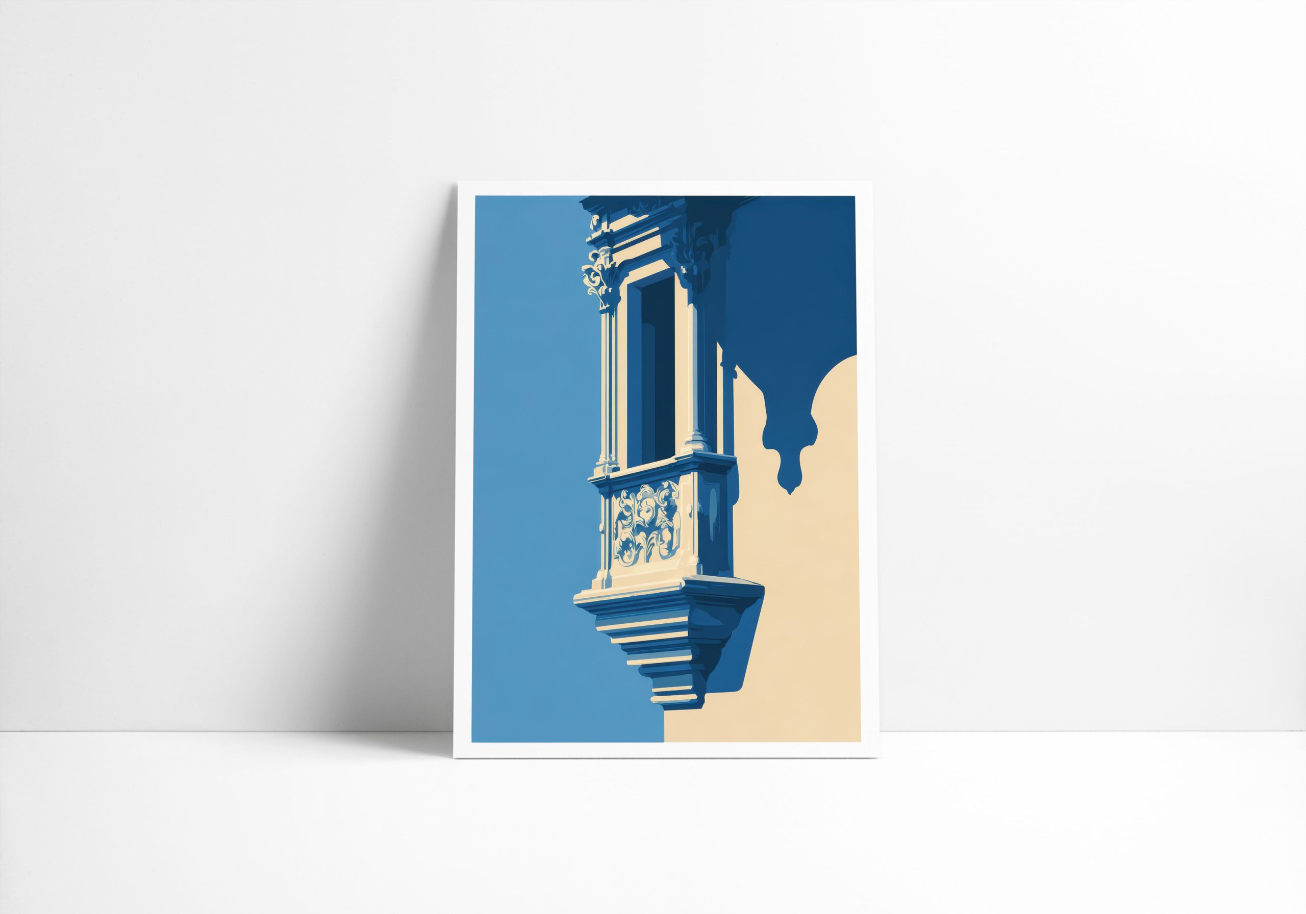 Affiche architecture Le Balcon, balustrade sculptée sur console