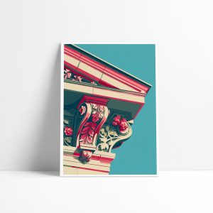 Affiche architecture L'Acanthe, motif sculpté chapiteau corinthien