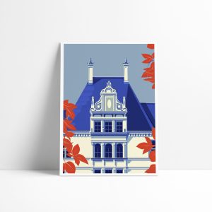 Affiche architecture La Lucarne à la Française, toit d'ardoise et fronton sculpté