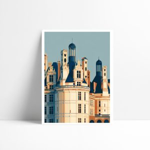 Affiche architecture Fragment, tourelles et toitures Renaissance Val de Loire