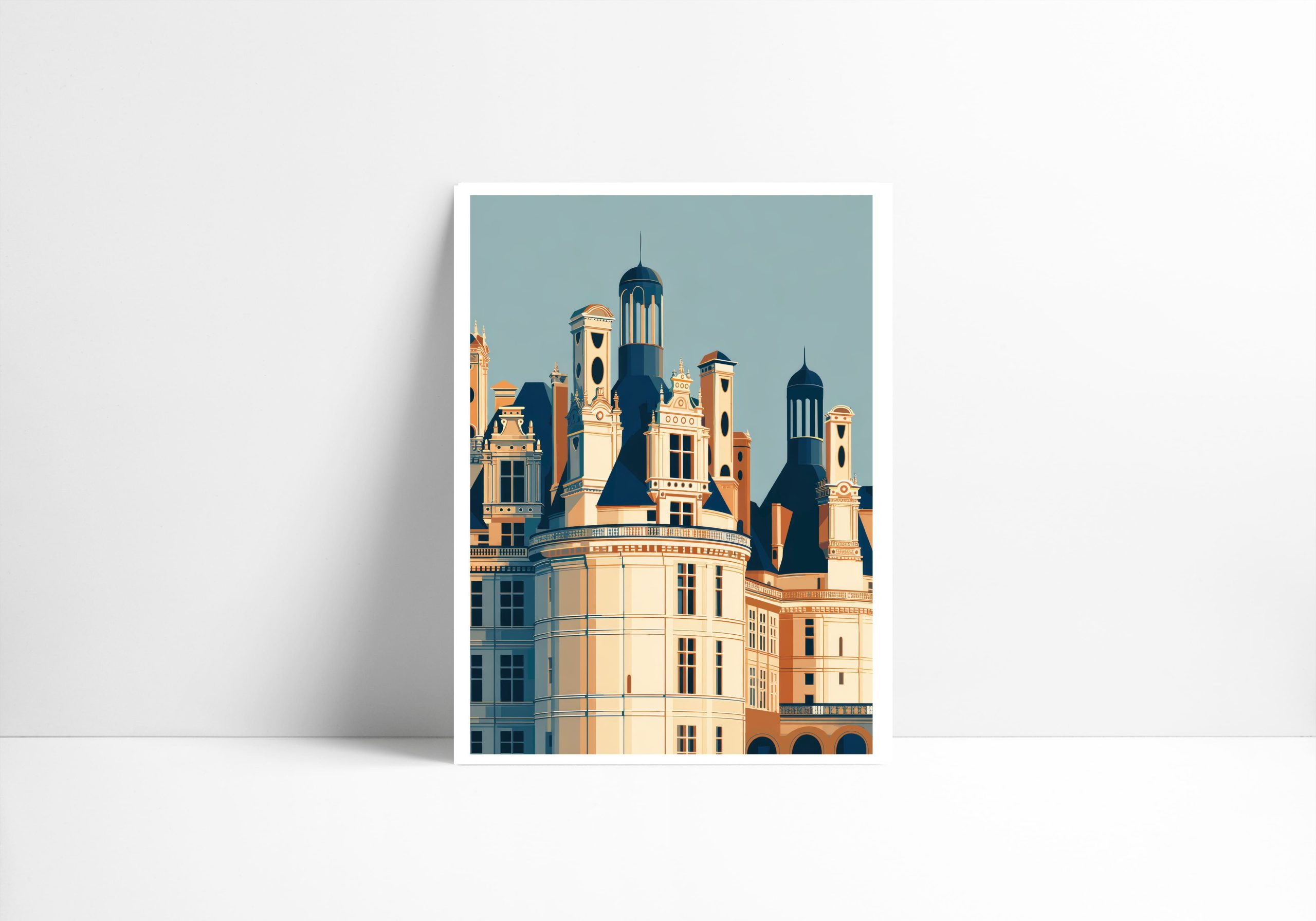 Affiche architecture Fragment, tourelles et toitures Renaissance Val de Loire