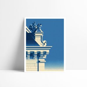 Affiche architecture La Crossette, détail sculpté Renaissance
