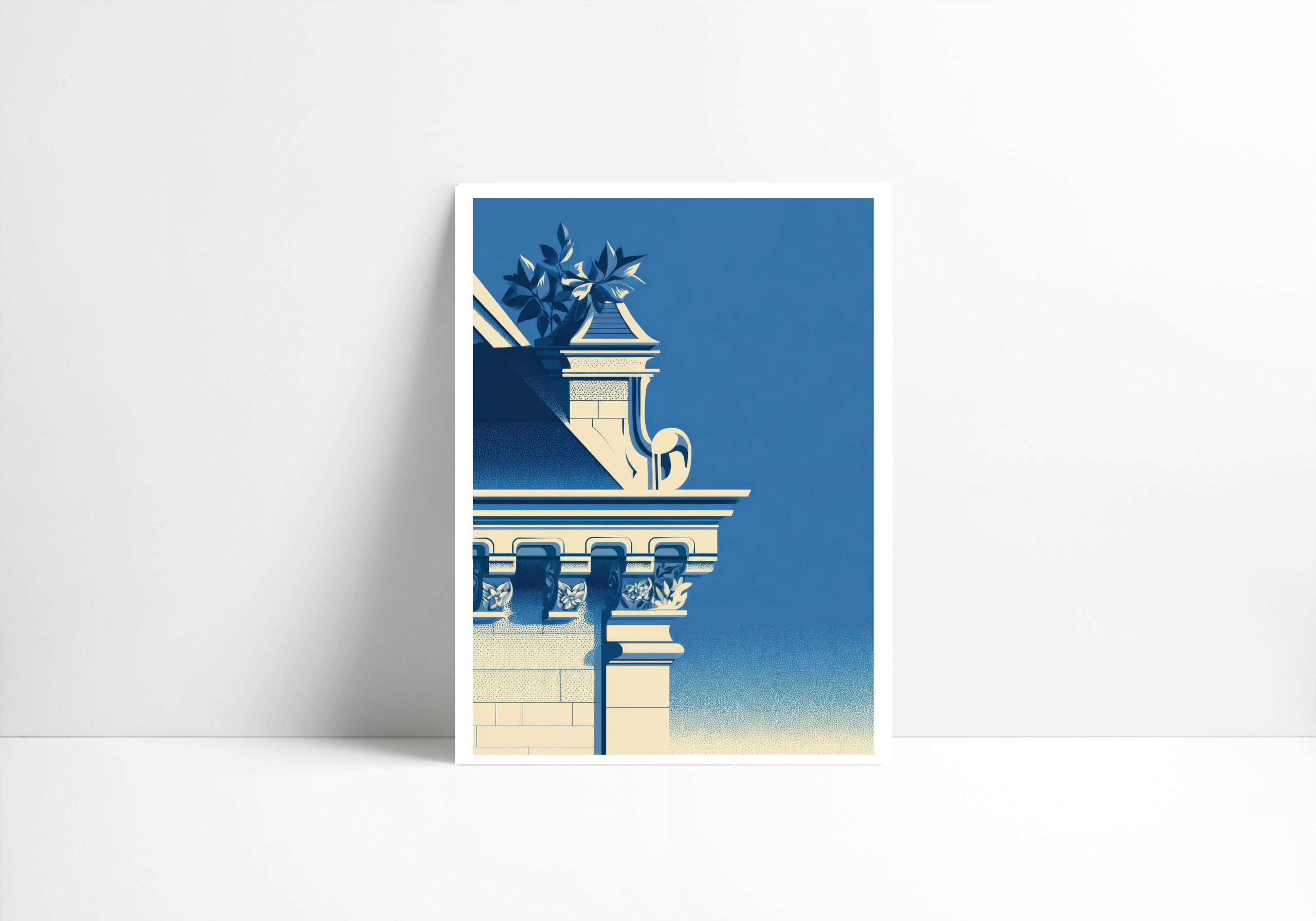 Affiche architecture La Crossette, détail sculpté Renaissance