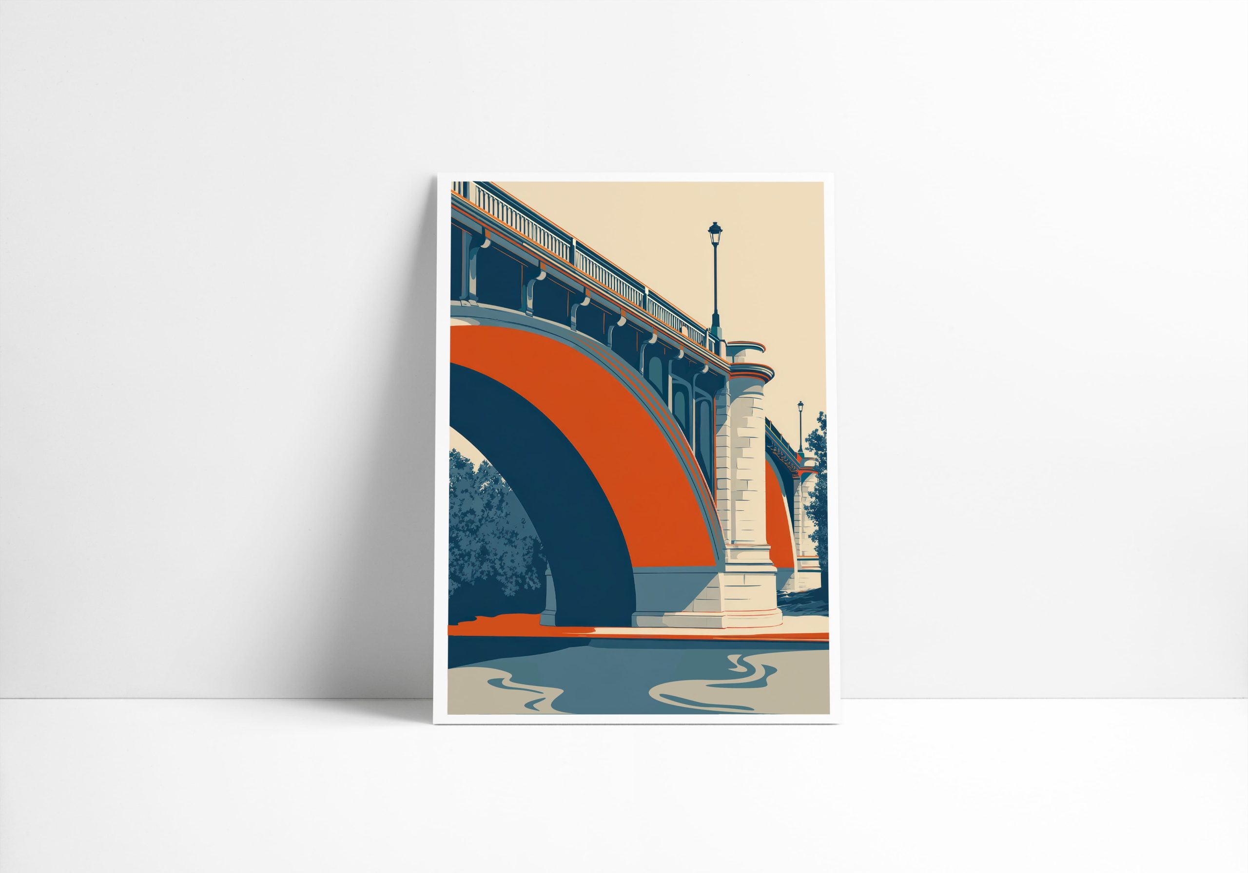 Affiche architecture Le Pont, illustration du pont Wilson à Tours
